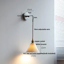 Axyaa Nordic LED Wall Sconce Pull Chain Switch Bedside Lamp Fixtures White Ceramic