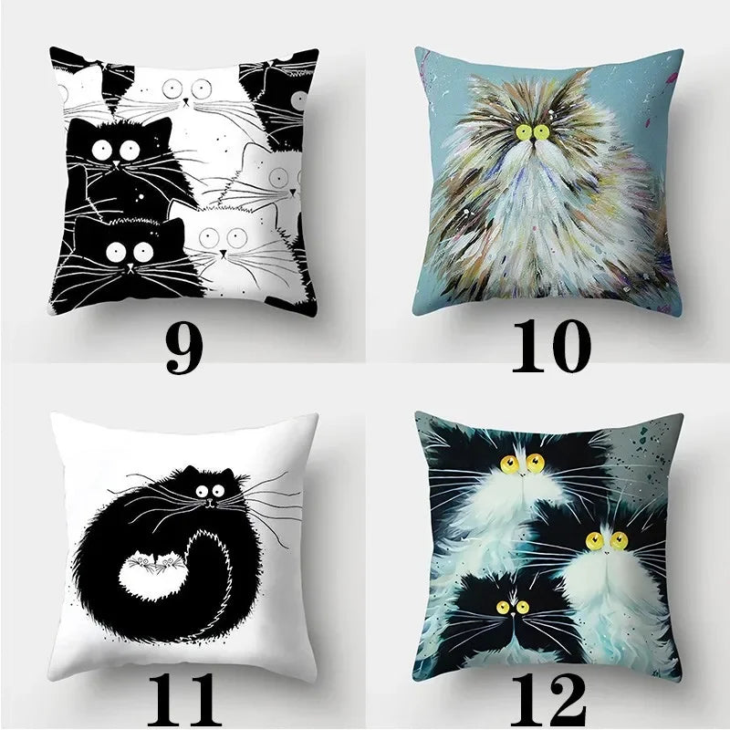 Watercolor Cat Pillowcase by Axyaa - 45cmX45cm Square Sofa Pillow - Loving Cat Design