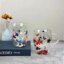 Axya 350ml Double Wall Glass Cup with Artificial Flower Filler.