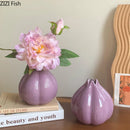 Axyaa Purple Onion Ceramic Vase for Desktop Flower Arrangement and Decor