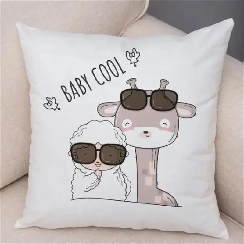 Axyaa Cartoon Animal Pillowcase: Sofa Decor Cushion Cover for Living Room