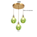 Axyaa Wood LED Pendant Lamp American Vintage Nordic Copper Glass Hanging Light