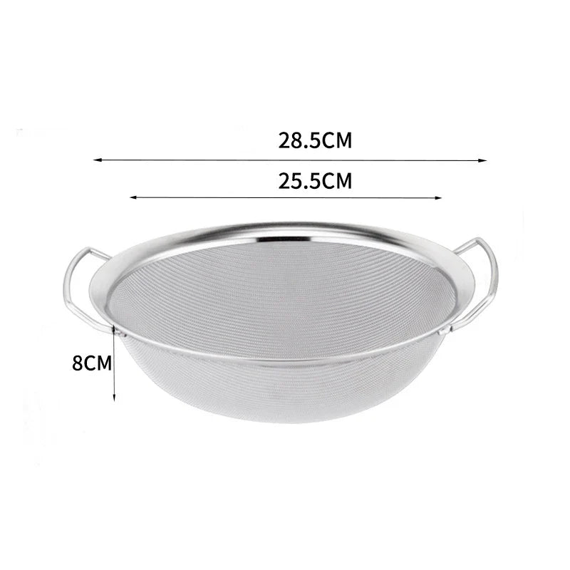Axyaa Stainless Steel Flour Sieve Double Handle Food Filter Strainer Skimmer