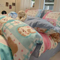 Axyaa Korean Cute Girls Polyester Bedding Set Twin Queen Full Size Quilt Cover