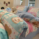 Axyaa Korean Cute Girls Polyester Bedding Set Twin Queen Full Size Quilt Cover