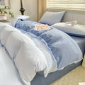 Axyaa Solid Color Cotton 4-Piece Set: Mattress, Bed Sheet, Quilt Cover - Super Soft