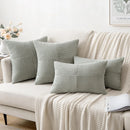 Axyaa Corduroy Striped Throw Pillow Covers 45x45 - Grey Lumbar Sofa Cushion Cases