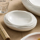 Axyaa White Wavy Texture Ceramic Soup Plate Set for Hotel Dining Experience