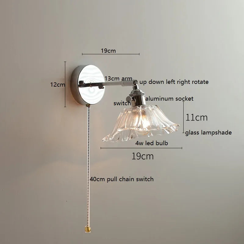 Axyaa Clear Glass Silver LED Wall Sconce with Adjustable Arm & Switch