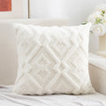 Axyaa Fluffy Geometric Cushion Cover, Brown Yellow Beige White, 45x45cm 30x50cm 50x50cm