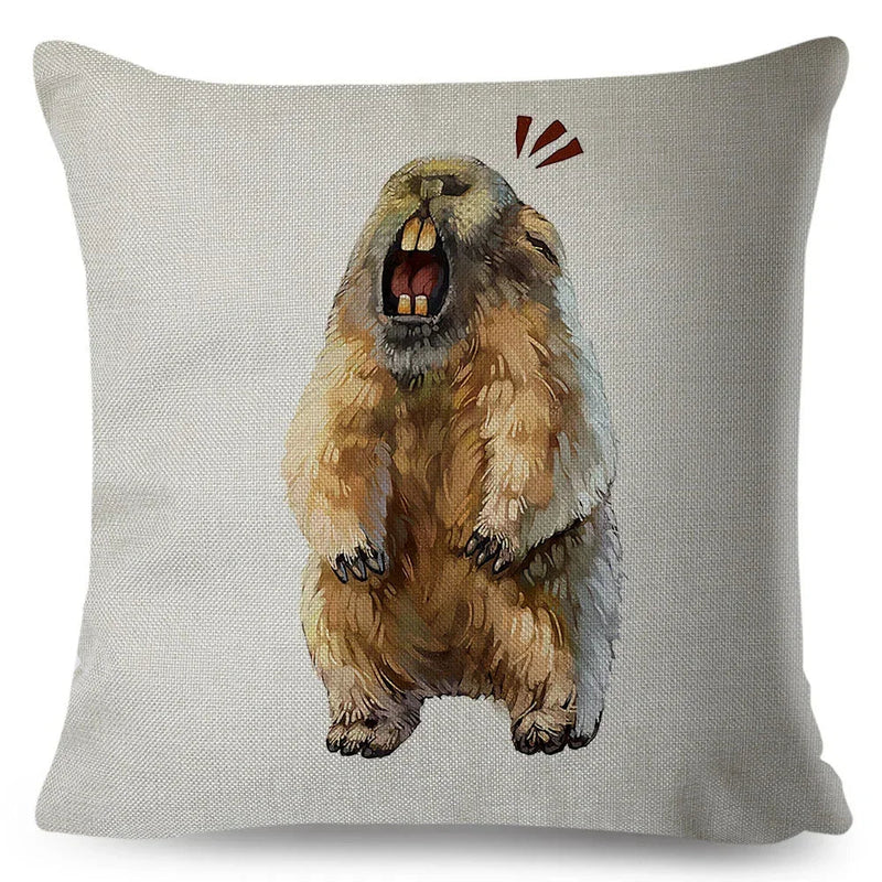 Axyaa Watercolor Animal Pillowcase - Cute Cartoon Design for Living Room Sofa