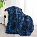 Axyaa Luxe Double Layer Rabbit Fur Tie-Dye Throw Blanket