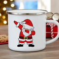 Axyaa Deer Santa Enamel Mug | Christmas Party Drinkware | Xmas Gift Mug