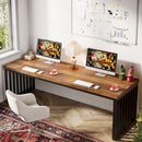 Axyaa 78'' Modern 2-Person Office Desk with Metal Legs, Industrial Wooden Computer Workstation