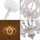 Axyaa Wood LED Chandelier: Farmhouse Retro Indoor Lighting Fixture