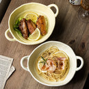 Axyaa Ceramic Binaural Bowl, Matte Finish, Japanese Style, Soup Noodle Salad Tableware