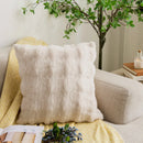 Axyaa Coffee/White Plush Cushion Cover 18x18inch Soft Decorative Pillow for Couch