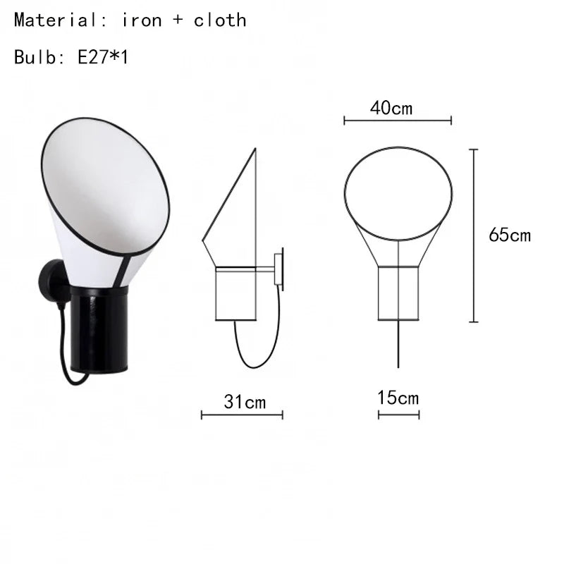 Axyaa White Cloth Lampshade Wall Light for Bedroom | Art Deco Sconce