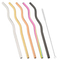 Axyaa Stainless Steel Wavy & Straight Drinking Straws Set for Cocktails & Bubble Tea