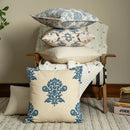 Axyaa Ethnic Floral Pillow Cover - Vintage Blue Flower Embroidery - 45x45cm
