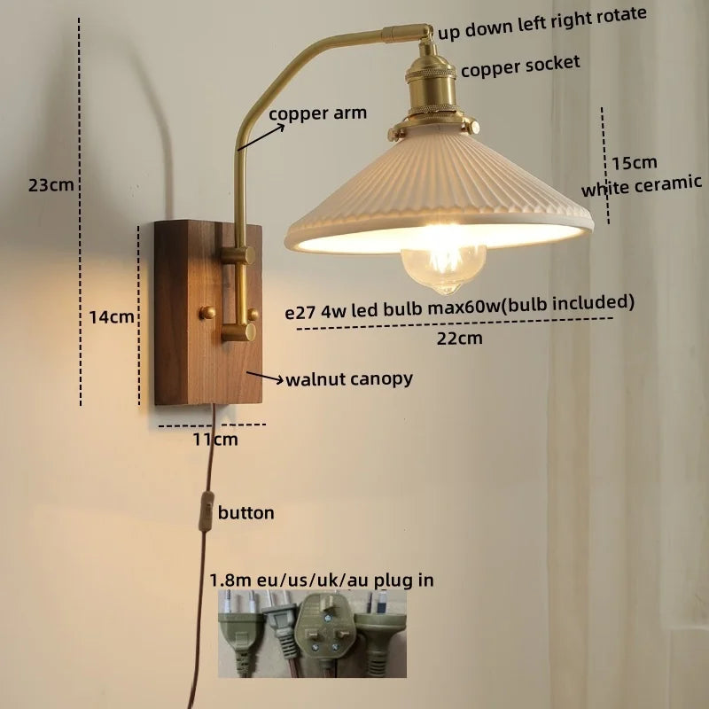 Axyaa Ceramic LED Wall Lights for Bedroom & Living Room