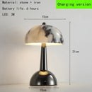 Axyaa Marble LED Night Light Black Metal Touch Switch Art Deco Bedroom Lamp