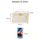 Axyaa Cream Pu Leather Makeup Bag: Waterproof, Portable, Large Capacity