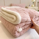 Axyaa Double Layer Plush Fleece Wool Throw Blanket Cozy Bed Blanket
