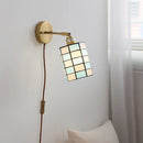 Axyaa Blue & White Glass Industrial LED Wall Sconce for Bathroom, Mirror & Stairway