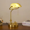 Axyaa Retro Vintage Metal Wood Bank Table Lamp with Green Lampshade