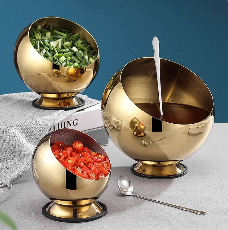 Axya Stainless Steel Sauce Bowl with Lid and Buffet Seasoning Basket
