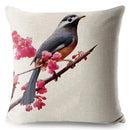Axyaa Vintage Floral Bird Linen Cushion Cover - 45*45cm