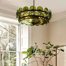 Art Glass Chandelier Axyaa Amber Green White E14 Lamp Bauhaus Design