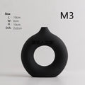 Axyaa Circular Hollow Vase: Donuts Ceramic Flower Vase for Home & Office Decor