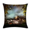 Axyaa Mushroom Fairy Tale Garden Linen Pillowcase for Sofa Seat Decor