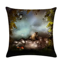 Axyaa Mushroom Fairy Tale Garden Linen Pillowcase for Sofa Seat Decor