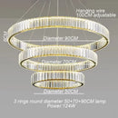 Axyaa Golden Chrome LED Crystal Round Ring Chandelier - Modern Ceiling Lamp for Home Decor