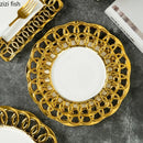 Axyaa Gold Plated Ceramic Steak Plate for Stylish Dining