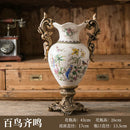 Axyaa Retro Ceramic Vase Handicraft, American Home Decor Double-Ear Cup Design