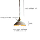 Axyaa Vintage Ceramic Pendant Light with Knob Switch and LED Copper Finish