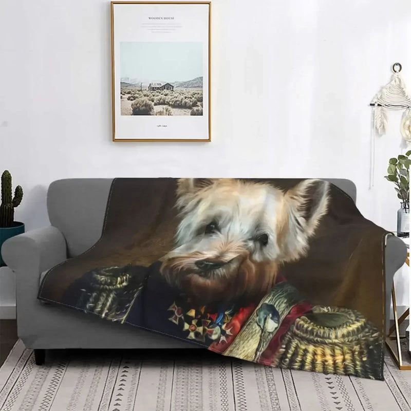 Axyaa Westie Dog Anatomy Flannel Blanket - Cozy Home Sofa Office Travel Throw
