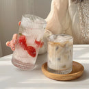 Axyaa Striped Glass Cup for Coffee, Juice, Milk - Ideal for Home & Hospitality