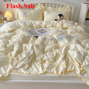 Axyaa Lace Embroidery Girl Heart Bed Four-Piece Set Cotton Summer SheetQuilt Cover