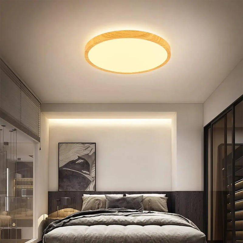 Axya Wood LED Ceiling Lamp: Modern Nordic Lighting Fixture for Living Room & Bedroom