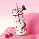 Axyaa Double-layer Vacuum Flask Straw Cup: Stainless Steel & Glass Liner