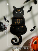 Axyaa Black Cat Moon Phase Wall Shelf: Witchy Room Decor & Crystal Display Stand