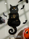 Axyaa Black Cat Star Crystal Shelf: Boho Wooden Wall Decor Ledge