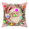 Axyaa LED Light Luminous Pillowcase with Garland Santa Claus Snowman Pattern