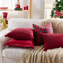 Axyaa Christmas Red Sequined Elk Plush Throw Pillowcase for Festive Home Decor