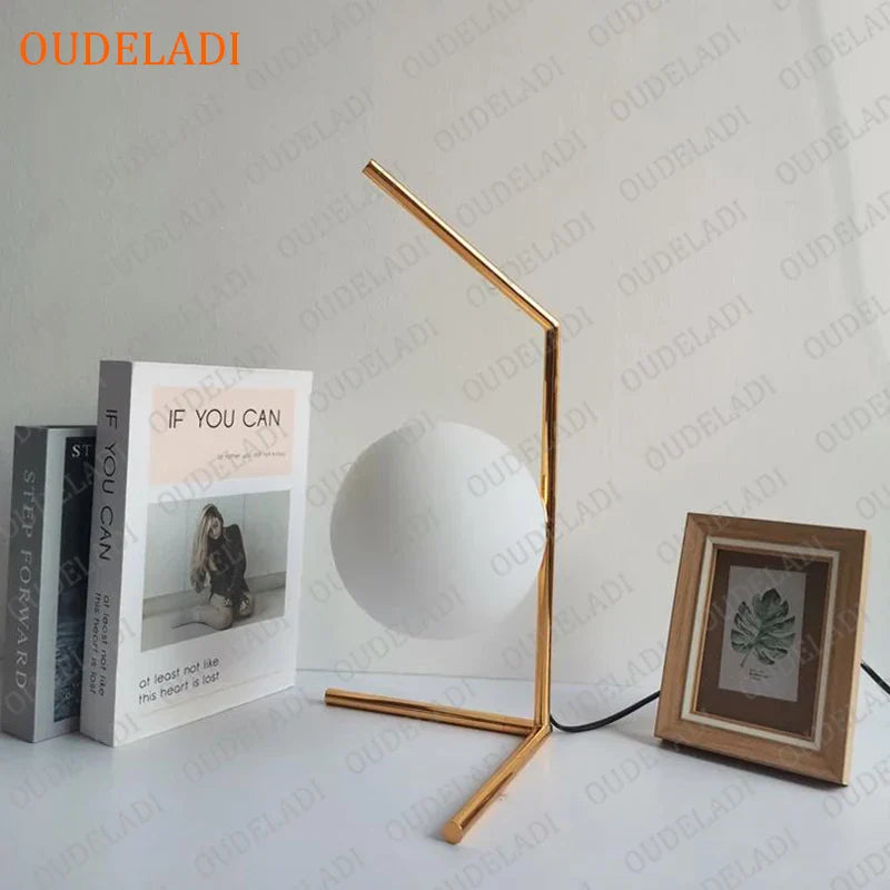 Axya Gold Glass Ball Table Lamp: Modern Nordic Bedroom Bedside LED Light